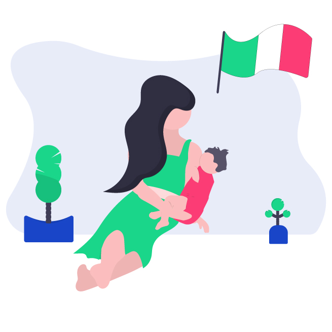 Illustrazione mamma con bambino per domanda assegno di maternità dello Stato 2021