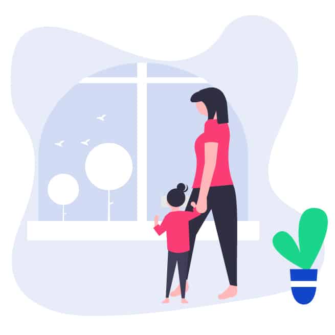 Illustrazione mamma con figlia per domanda congedo parentale online